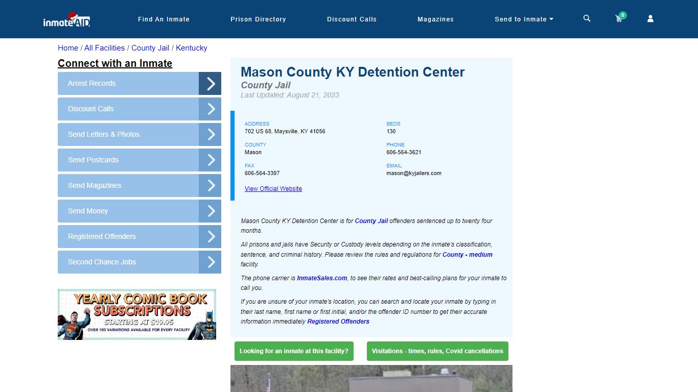Mason County KY Detention Center - Inmate Locator - Maysville, KY